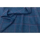100% Pure Wool Yorkshire Tweed Fabric Blue Windowpane Named Listing AB10